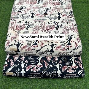 Tissu en coton imprimé ethnique Sami Azrakh, motif indien traditionnel, tissu respirant, idéal pour la confection de robes, la couture et l'artisanat - Product Image 3