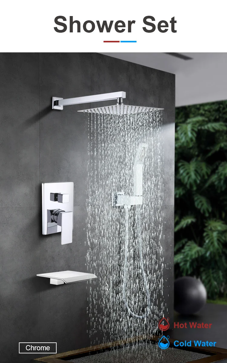 shower set in wall Bathroom taps brass kits rain rainfall showerset mixer faucet set shower mixer for concealed installation