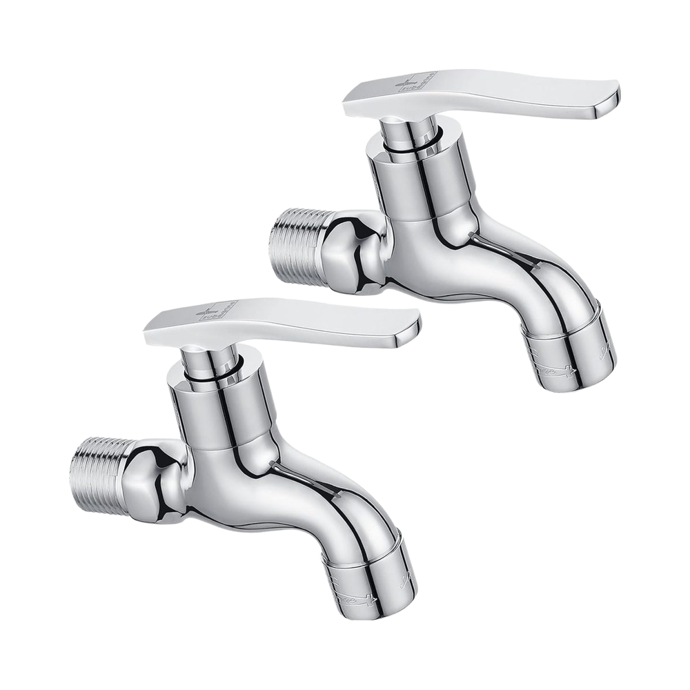 Chrome Plated Brass Outdoor Faucet G1/2 Inch Interface Wall-Mounted Bibcocks for Bathroom Mop Sink Polished Washing Aluminum
