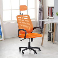 Chaise de bureau exécutive ergonomique moderne à dossier haut en tissu, siège pivotant, hauteur réglable, base en fer, accoudoirs fixes réglables