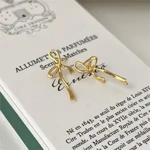 Mode 925 Zilveren Sieraden Fijne Strik Kwast Oorknopjes Vrouwen 18K Vergulde 925 Sterling Zilveren Oorbellen Sieraden Fabriek