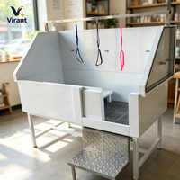 Baignoire de toilettage pour chiens à faible entrée, sur mesure pour cliniques vétérinaires mobiles, avec marchepied ergonomique
