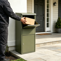 Boîte à colis métallique sur roulettes verrouillable, grande armoire de livraison extérieure personnalisée pour porche, boîte aux lettres thermolaquée