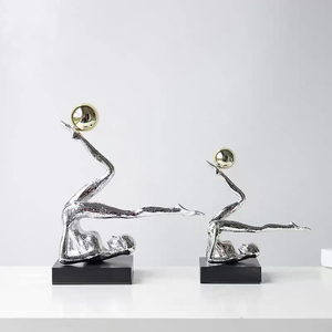 Nero elegante scultura di arte moderna statua di <span class=keywords><strong>posa</strong></span> yogica Design per la decorazione della casa elegante figure Decorative artigianali ornamenti - Product Image 4