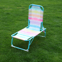 Lit pliant portable pour enfants, pliable en trois parties, dégradé arc-en-ciel, chaise longue de camping, renforcé en triangle, mobilier d'extérieur pour la sieste