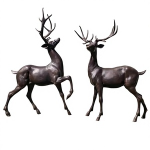 Figuras y Estatuas de Ciervos Hechas a Mano para Montar en el Suelo, Decoración de Jardín y Granja, Escultura de Reno de Bronce de Tamaño Real para Navidad - Product Image 1
