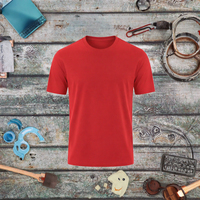 Kaos Pria Lengan Pendek Warna Merah Polos Kerah O Kasual Regular Fit Bahan Jersey