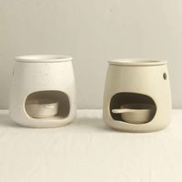 En gros, Brûleur à cire fondue en céramique mat crème avec couvercle, cuillère et bol amovible, chauffe-cire et brûleur d'huiles essentielles, pour la meilleure fragrance d'intérieur