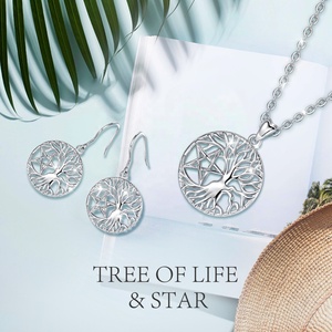 <span class=keywords><strong>La</strong></span> <span class=keywords><strong>estrella</strong></span> de plata esterlina 925 de <span class=keywords><strong>la</strong></span> familia Árbol de <span class=keywords><strong>la</strong></span> vida pendientes conjunto de joyas de collar para las mujeres - Product Image 2
