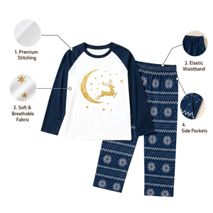 Pyjamas de Noël personnalisés pour toute la famille, ensemble de vêtements de détente à manches longues et col raglan pour enfants et adultes, livraison directe, MOQ 1 - Product Image 5