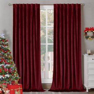 <span class=keywords><strong>Tende</strong></span> in Velluto <span class=keywords><strong>Rosso</strong></span> Borgogna di Lusso per Soggiorno, <span class=keywords><strong>Tende</strong></span> Natalizie per Finestre, Decorazioni Invernali Natalizie, <span class=keywords><strong>Tende</strong></span> per Camera da Letto - Product Image 2