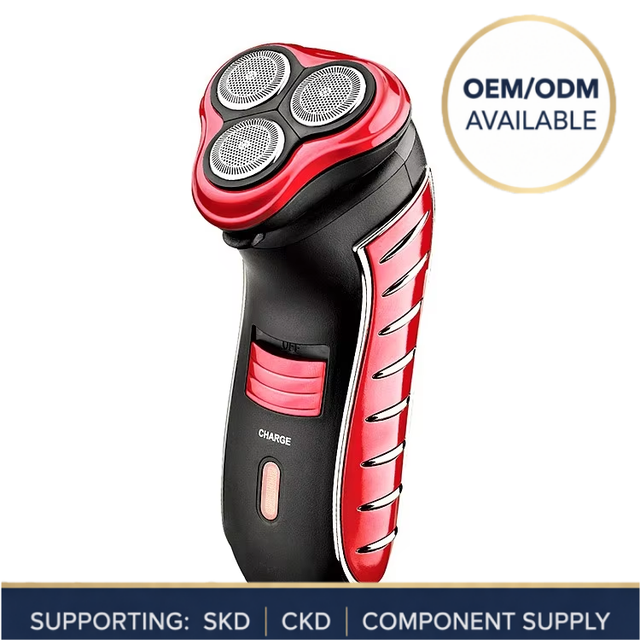 Portable Rechargeable Electric Men's Shaver with Stainless Steel Blades and Plastic Handle 3 Settings for On-the-Go Shaving