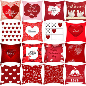 Valentine's Day Throw <b>Pillow</b> Square Red Heart Pattern Washable Cushion Cover For Home Decor Bed Car Use - Product Image 1