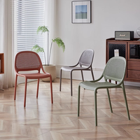 Chaise de jardin d'extérieur empilable en polypropylène bleu foncé, dossier encastré, légère, dernier design du fabricant