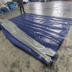 Bâche de protection pour <span class=keywords><strong>camion</strong></span>, imperméable, extérieure, bleue et argentée en PE, pour couvrir les marchandises sur les camions – Conception du fabricant de bâches - Product Image 5