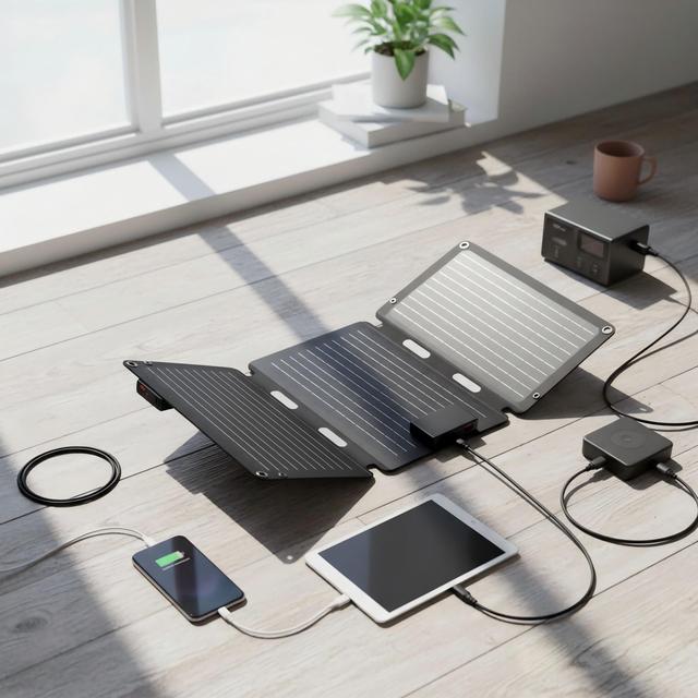 Portable 30W 3-Fold Monocrystalline Solar Panel Waterproof ETFE Outdoor Solar Charger with 3-in-1 Output
