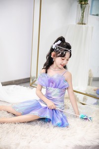 Robe sirène Ariel pour enfants, design queue de poisson, costume d'Halloween, tenue de bal, fabriquée avec un nouveau tissu - Product Image 5