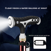 Canne de marche orthopédique en gros, recommandée par les orthopédistes, avec LED et alarme, en alliage d'aluminium, réglable, pliable, personnalisable