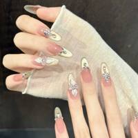 Faux ongles en gel à presser, style French Manucure, couvrance totale, pour professionnels