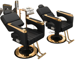 Sillón de Barbería Semi-Reclinable Ajustable con Bomba Hidráulica, de Alta Calidad, Moderno, con Masaje de PU, para Salón de Belleza, Peluquería, Sala de Estar - Product Image 3
