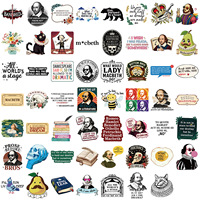 50 autocollants de dessins animés Shakespeare Meme Graffiti pour ordinateur portable, bagages, décoration, autocollants amusants de personnages historiques