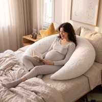 Oreiller de grossesse en forme de C, doux pour la peau, lavable, oreiller de maternité confortable en forme de lune pour l'allaitement et le sommeil pendant la grossesse