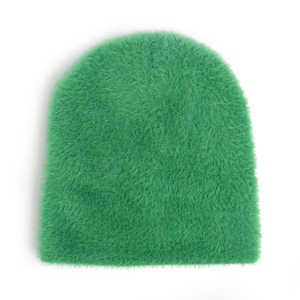 Fluffy ấm Faux Giả chồn Mohair Acrylic len đan đảo ngược Beanie <span class=keywords><strong>Hat</strong></span> Slouchy Chunky lông Beanie mũ dệt kim - Product Image 6
