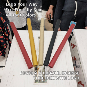 Custom Colorful Embossed Paperboard Thin Long Cylinder Recyclable Telescope <b>Boxes</b> Small Incense Sticks <b>Packing</b> with Logo - Product Image 2