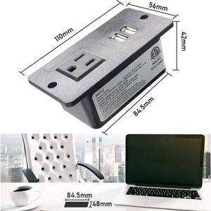Muebles de Escritorio para Hotel con Toma de Corriente Empotrada, 1 Enchufe de CA y 2 Puertos USB, Toma de Corriente de Nailon para Mesa de Conferencias de Cocina - Product Image 3