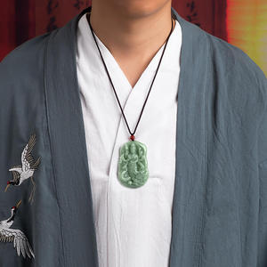 Colgante de Jadeíta Natural Verde Haba con Diseño de Bodhisattva de Mil Manos, Estilo Chino UNISEX, con Certificado de Tasación GY32 - Product Image 4