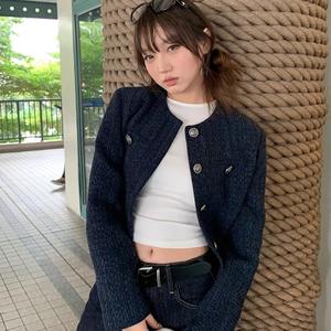 Vendita calda da <span class=keywords><strong>donna</strong></span> semplici cappotti di lana Casual abito semplice da <span class=keywords><strong>donna</strong></span> eleganti piccoli <span class=keywords><strong>blazer</strong></span> stile profumato cappotto <span class=keywords><strong>Tweed</strong></span> giacche corte - Product Image 3