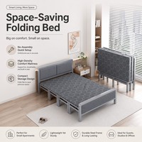 Lit pliant compact moderne noir en métal renforcé, idéal pour la maison ou le bureau, directement de l'usine
