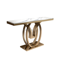 Nouvelle table de console d'utilisation domestique de meubles en acier inoxydable de mode table de dessus de marbre blanc