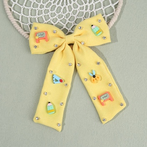 CN Luxury Back to School Fabric Boutique Hair Bow Clip Pasador hecho a mano Lápiz Horquillas para el cabello Niñas Colas largas Accesorios escolares - Product Image 1