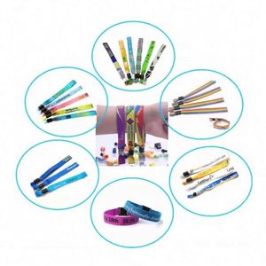 Bracelets en tissu tissé personnalisés pour événements et fêtes, avec fermoir en plastique - Product Image 5