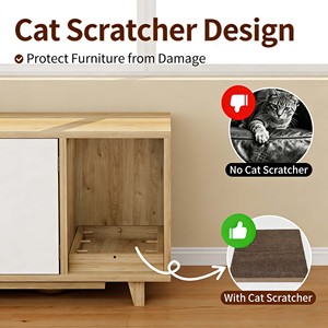 Mobilier pour <span class=keywords><strong>chat</strong></span> en bois écologique OEM avec bac à litière dissimulé et station d'alimentation, pour intérieur - Product Image 4