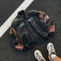 Blouson Bomber Varsity en Cuir Personnalisé pour Homme avec Logo Brodé en Chenille, Réversible, Imperméable et Coupe-Vent