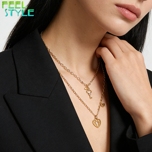 สร้อยคอจี้รูปหัวใจประดับเพชรซิคอน สแตนเลสสตีลเคลือบทองหนาแบบ PVD ไม่ลอกลาย ดีไซน์ตามสั่ง - Product Image 2