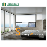 Ventana Corredera de Aluminio de Diseño Simple Lukliving, Ventanas Correderas para Balcón de Casa con Rejilla