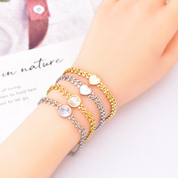 Nouveautés Chaîne créative en forme de blé en acier inoxydable Bijoux sans décoloration Bracelet à breloques en forme de cœur en plaqué or 18 carats pour filles et femmes