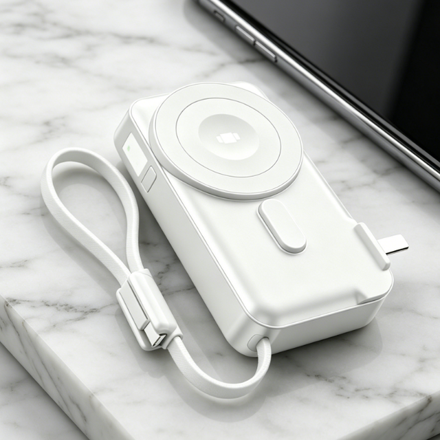 Wireless Charging Powerbank AC Wall Plug Built in Cable 10000mAh Portable Charger Qi2 Magnetic Power Bank with Wall Plug