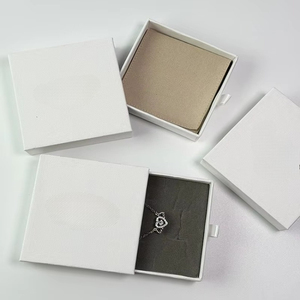 Custom Logo Printed Custom Design Modern Luxury <b>White</b> Velvet Drawer Slide <b>Gift</b> Packaging Jewelry <b>Box</b> Microfiber Jewelry Pouch - Product Image 1