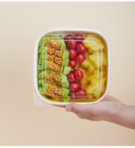 500ml 750ml 1000ml 1200ml 1400ml 100% Eco Friendly Rectangular White Kraft Takeaway Food <b>Packaging</b> Containers With Lid - Product Image 5