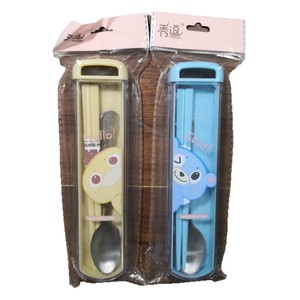 Xiudou Stainless Steel Spoon Chopsticks <b>Set</b> Portable With Lid Cute Design For Camping - Product Image 3