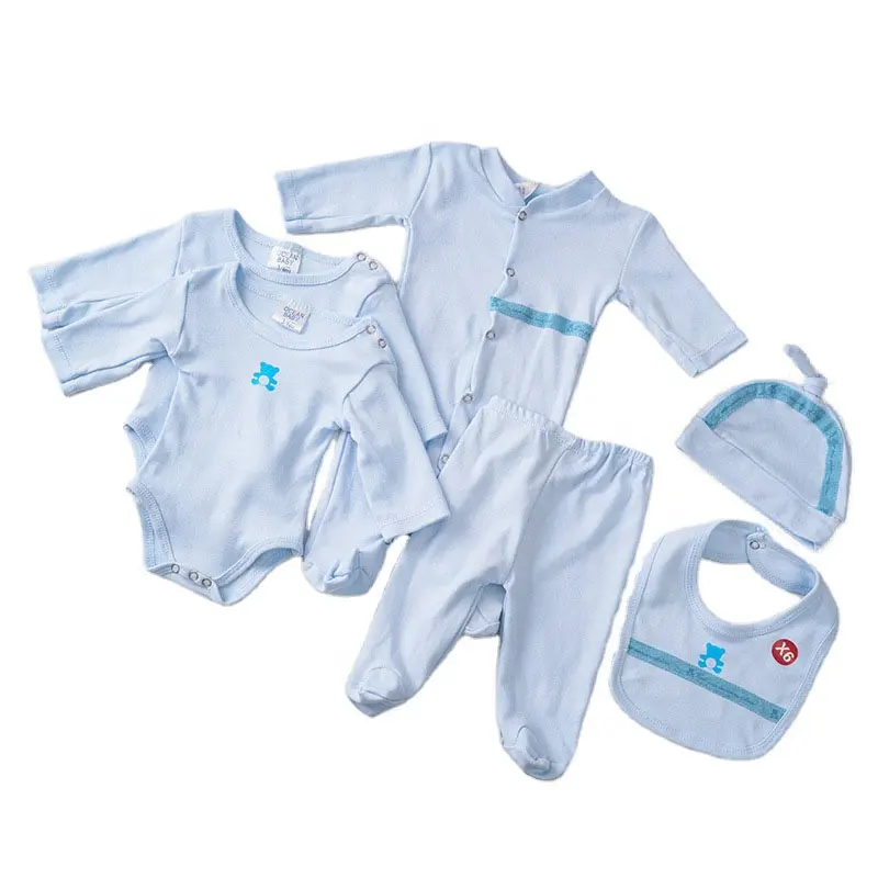 Baby produkte Bebek Kiyafetleri Neugeborener Cartoon Gedrucktes sechsteiliges Set Baby anzug Langärm liger Stram pler conjunto de bebe