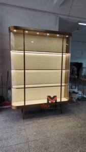 נירוסטה גבוהה ופלדה נירוסטה ויטראז זכוכית שקופות תיק תצוגה יין אדום מתלה - Product Image 5