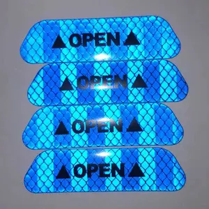 4Pcs/set Car Door Stickers Universal Safety Warning Mark OPEN High Reflective Tape Motorcycle Bike Helmet Sticker