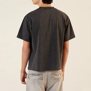 Camisetas de Algodón Premium al por Mayor, Cuello Redondo, Color Negro, Corte Cuadrado, Estilo Oversize, Lisas, para Hombre - Product Image 2