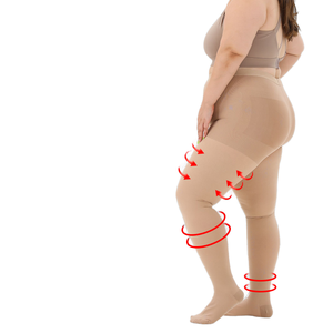 Collants <span class=keywords><strong>de</strong></span> compression tricotés unisexes pour femmes grandes tailles (XXXL) anti-embolie pour varices, à bout fermé, 15-20 mmHg - Product Image 1