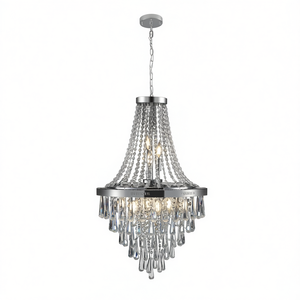 Lámpara de Techo Grande de Cristal Contemporánea, Color Cromo, Bombilla E26 No Incluida - Product Image 1